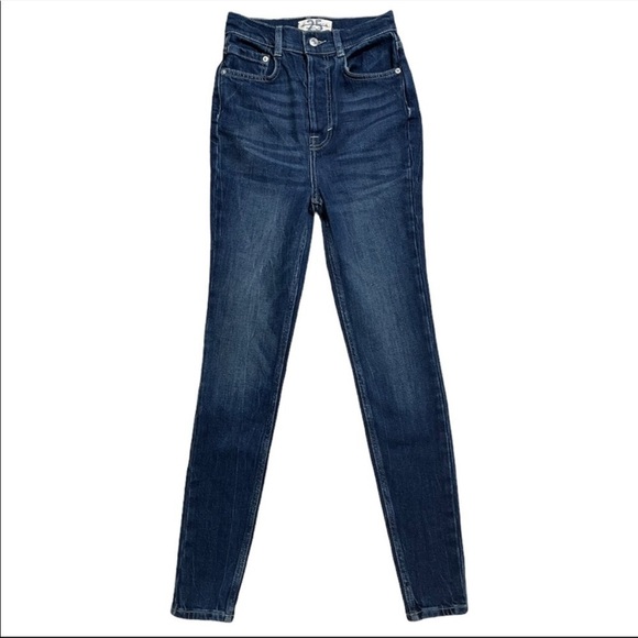 Free People We The Free Button Fly High Rise Skinny Jeans Dark Wash Revolve NWOT - Picture 3 of 9
